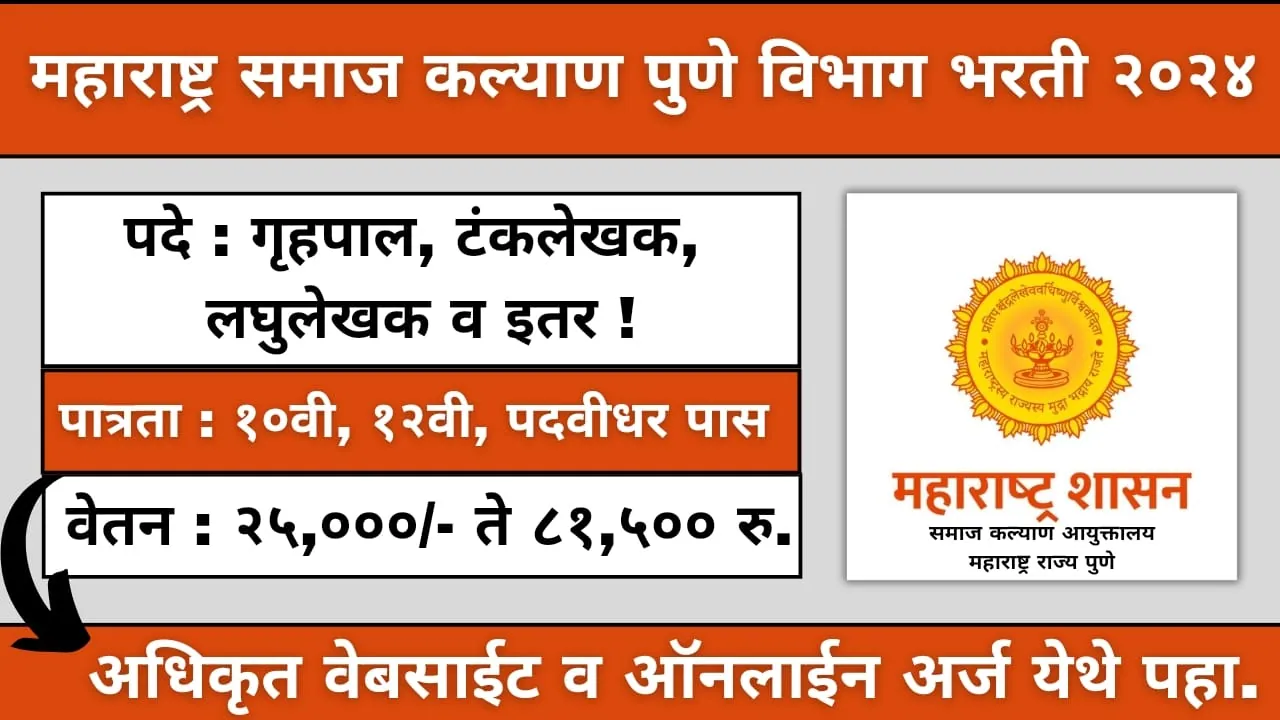 Maharashtra Samaj Kalyan Vibhag Vacancy